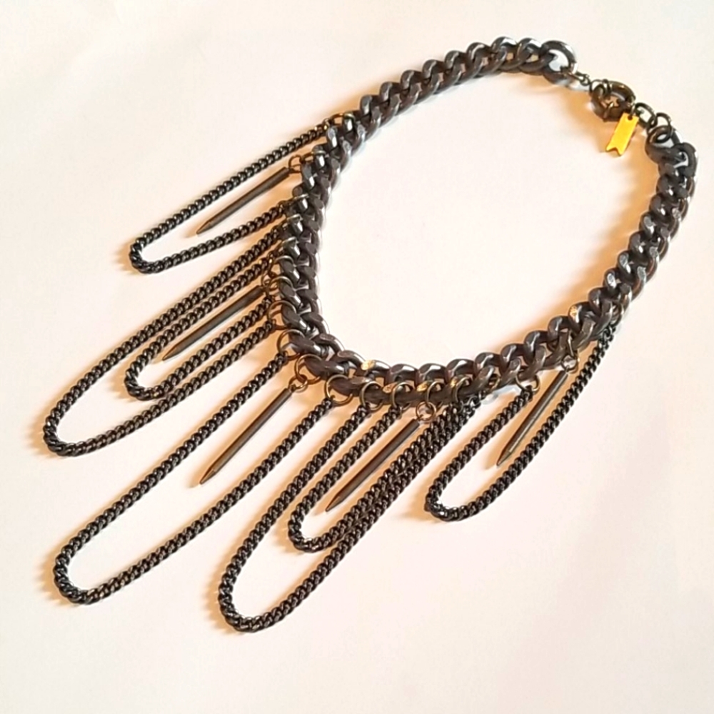 Biko Chain Spike Necklace Brass